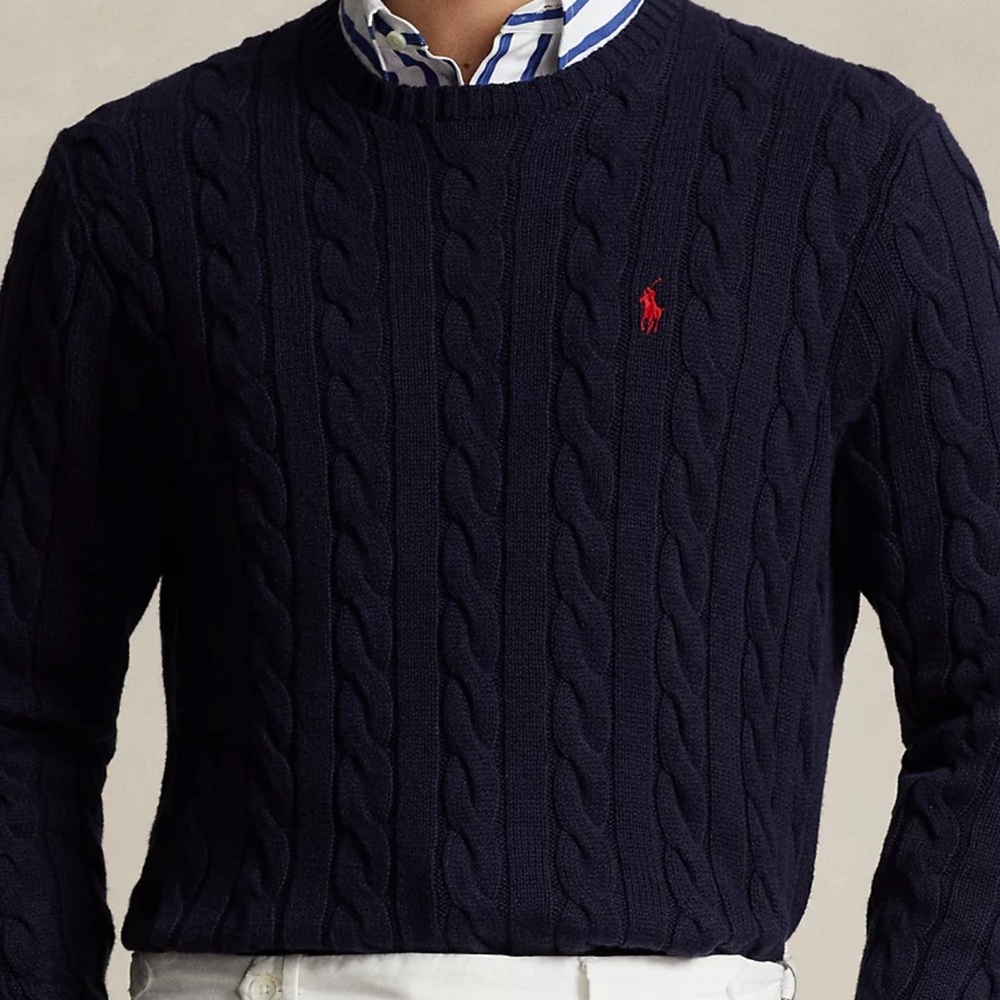 Polo Ralph Lauren Men’s Cableknit Sweater in Black XL - NWT New in Plastic